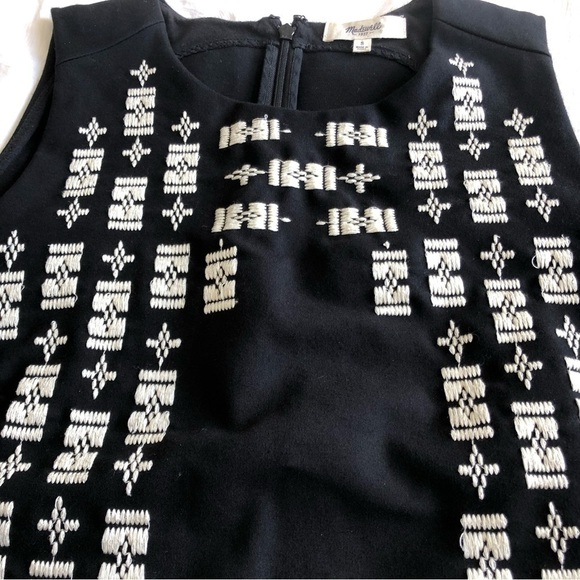 Madewell Stitch Frame Ponte Black Embroidered Tank Top - Picture 3 of 11